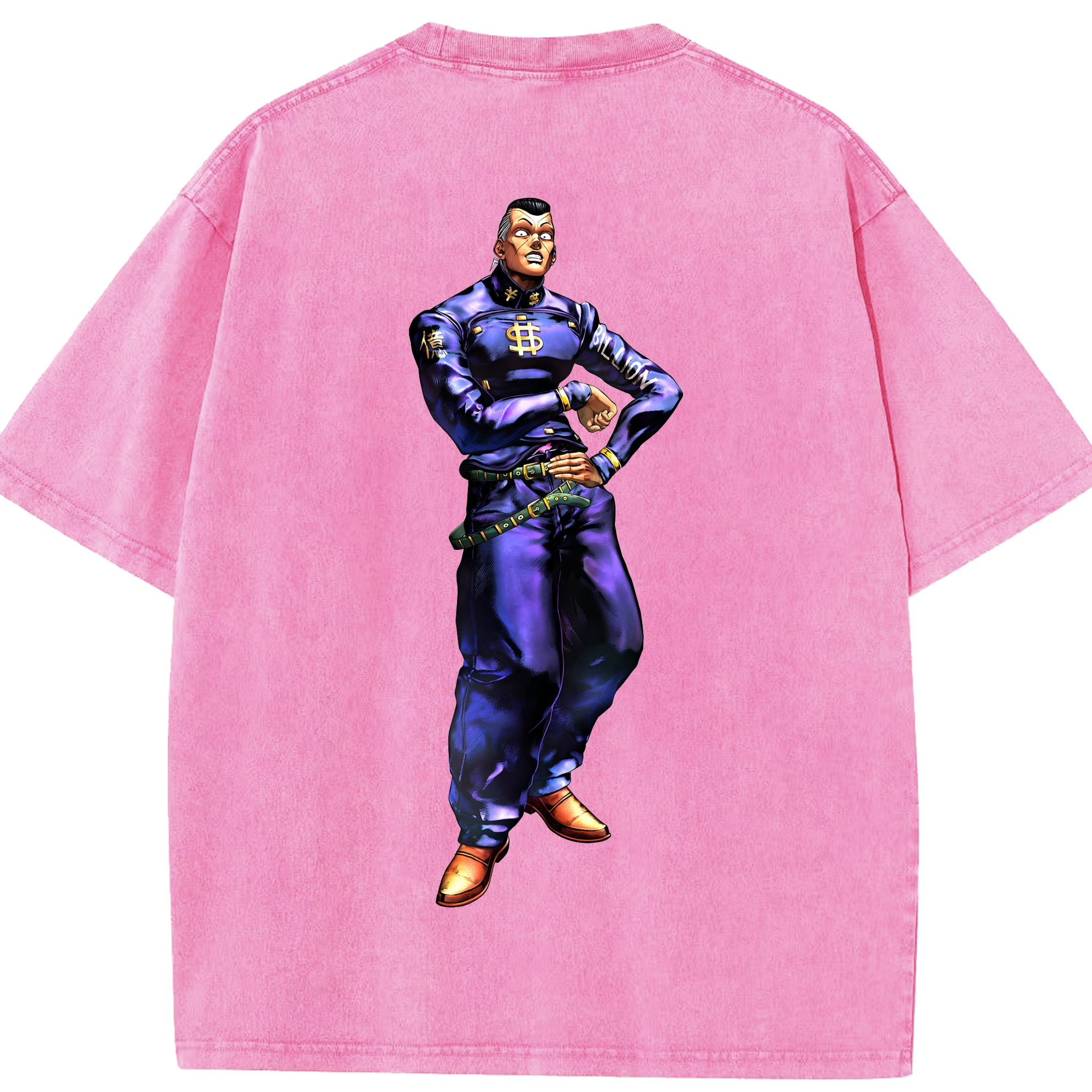 （画像用） ジョジョの奇妙な冒険 虹村億泰 にじむら おくやす JoJo's Bizarre Adventure Nijimura Okuyasu 綿100% ヴィンテージ風 半袖Tシャツ（背面プリント）
